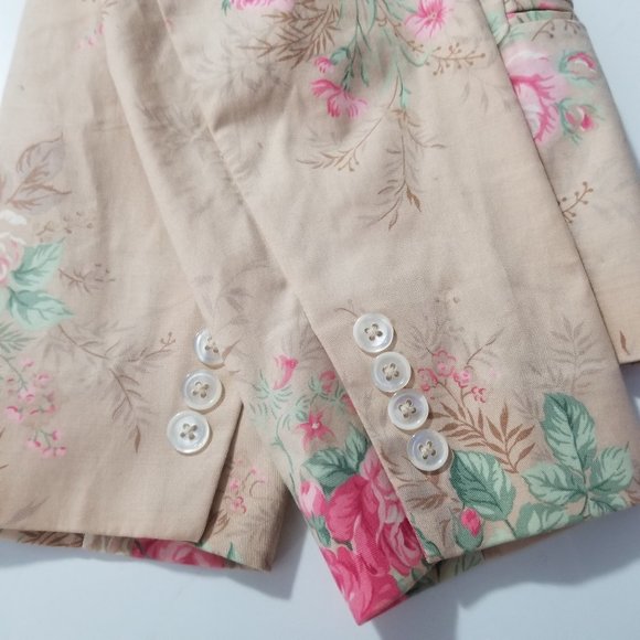 Lauren Ralph Lauren Tan Floral Roses Blazer Sz 10P - Picture 3 of 7